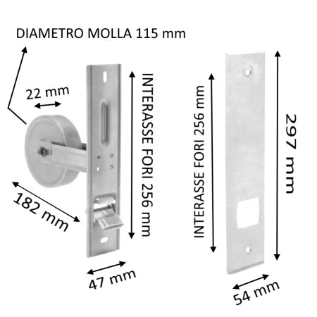 Avvolgitore Incasso mt.12 Interasse 256mm con Placca Inox SIMM