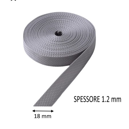 CINTINO SINTETICO IN NYLON GRIGIO LARGHEZZA 18 MM - SPESSORE 1.2 MM