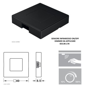 INTERRUTTORE DIMMER SENZA CONTATTO 40X40mm HAFELE DA APPLICARE NERO 833.89.178 SENZA CAVO
