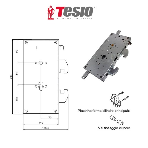 SERRATURA TESIO GRIPSTOP TRIPLICE SINISTRA RICAMBIO PER BLINDATI