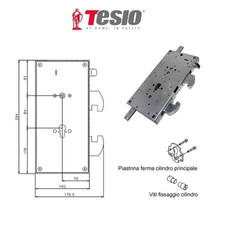 SERRATURA TESIO GRIPSTOP TRIPLICE SINISTRA RICAMBIO PER BLINDATI