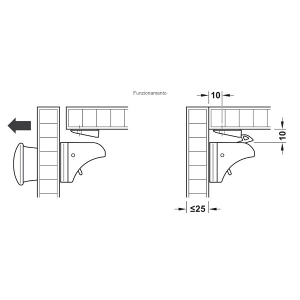 CHIUSURA MAGNETICA PER ANTA IN PLASTICA BIANCA
