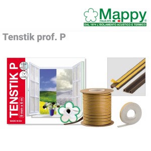 GUARNIZIONIONE ADESIVA MAPPY MOD. TENSTIK PROFILO "P" BIANCO/MARRONE