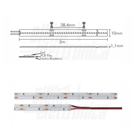 LED A STRISCIA 24V 354LED/M 14,4W/M BIANCO CALDO 3000K IP20 VENDITA AL METRO