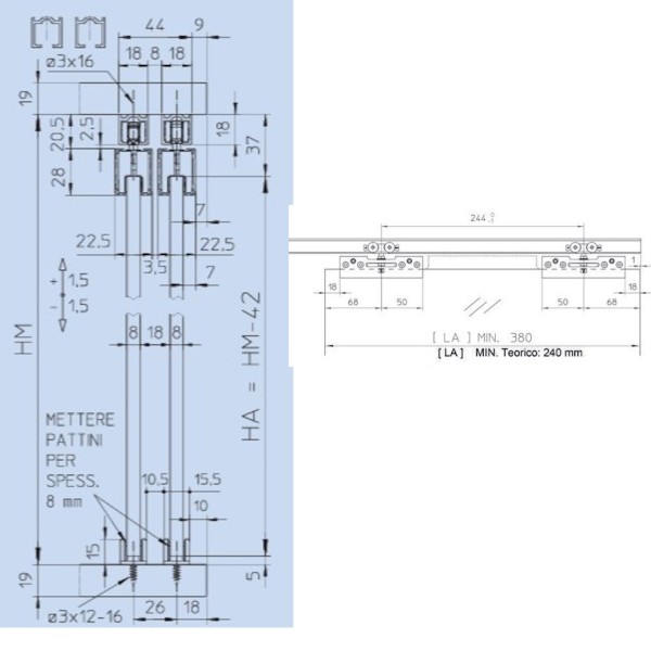 KIT MINI PINZE per VETRO SLIDING per COLIBRI'
