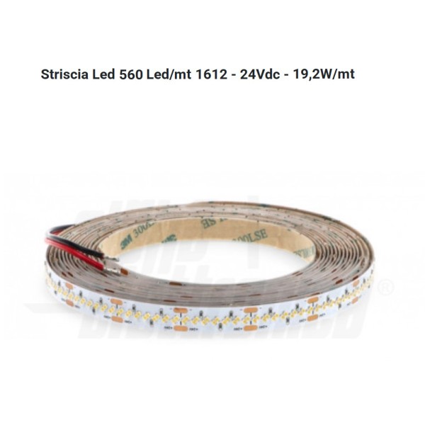 LED A STRISCIA 24V 560LED/M 19,2W/M BIANCO NATURALE 4000K IP20 VENDITA AL METRO