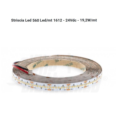 LED A STRISCIA 24V 560LED/M 19,2W/M BIANCO NATURALE 4000K IP20 VENDITA AL METRO