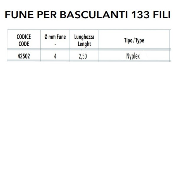 Fune per Basculante Filomat 42502 con Nyplex 4 mm x 2,5 m