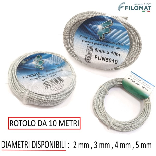 Fune Zincata Filomat 72 Fili Rotolo 10mt