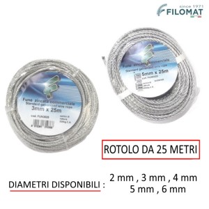 FUNE ZINCATA 72 FILI IN ROTOLO DA 25 MT