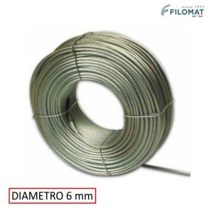 FUNE ACCIAIO PER TESATE 19 FILI DIAM. 6 MM X 100 MT