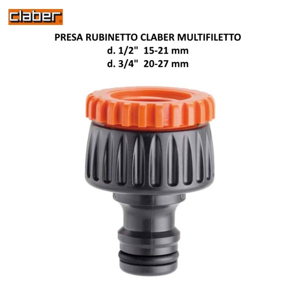 PRESA PER RUBINETTI CON MULTIFILETTO D.1/2"-3/4" CLABER