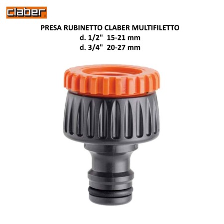 PRESA PER RUBINETTI CON MULTIFILETTO D.1/2"-3/4" CLABER