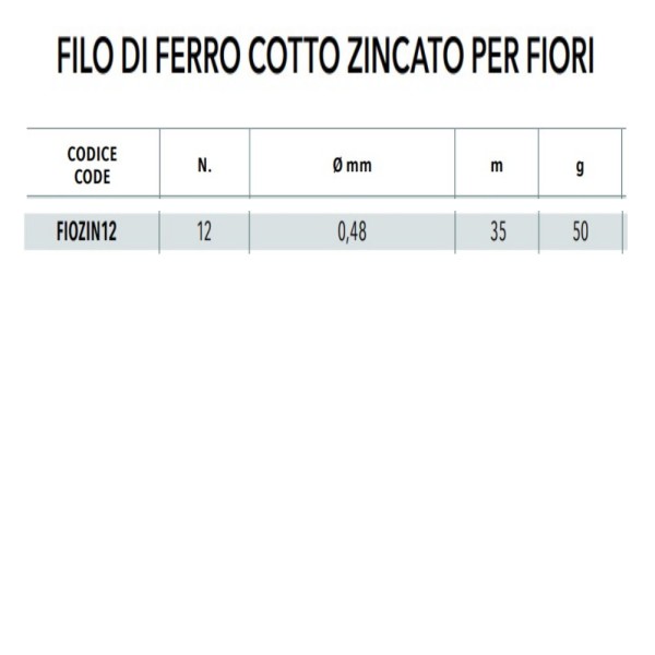 FILO FIORI ZINCATO N.12 - DIAM 0.48 MM X 35 METRI