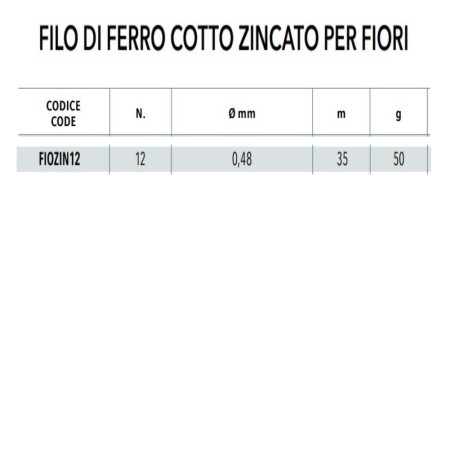 FILO FIORI ZINCATO N.12 - DIAM 0.48 MM X 35 METRI