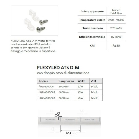 LED FLESSIBILE LUCE FRONTALE DOMUS LINE FLEXYLED AT6 D-MOTION 24 VOLT
