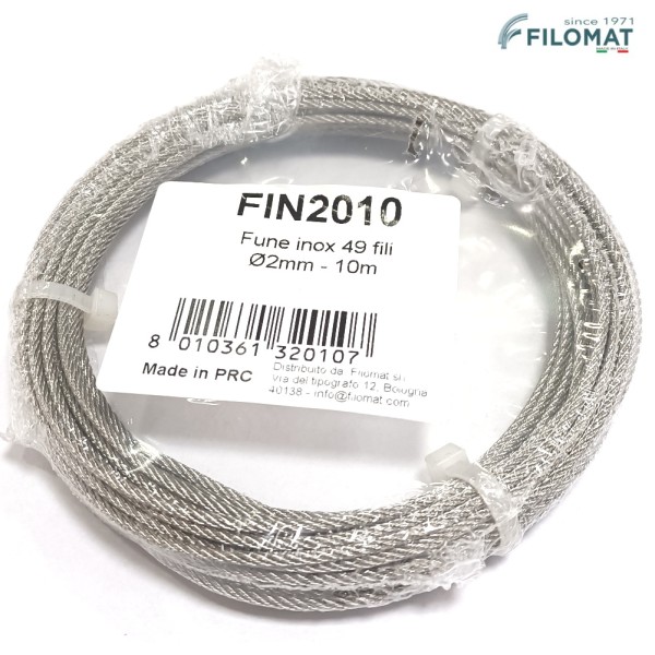 Fune Inox Filomat 49 Fili 2mm Rotolo 10 mt