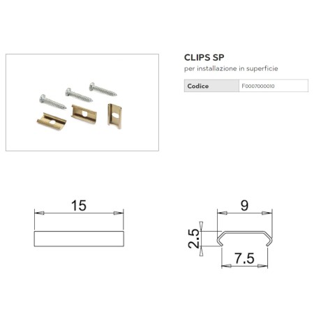 STAFFE A MOLLA PER IL FISSAGGIO PROFILO PER LED NEXUS DOMUS LINE CONF. DA 3 PZ. - OFFERTA
