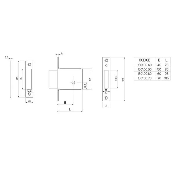 SERRATURA FIAM 1501.00.50 (1500 K) ENTRATA MM.50