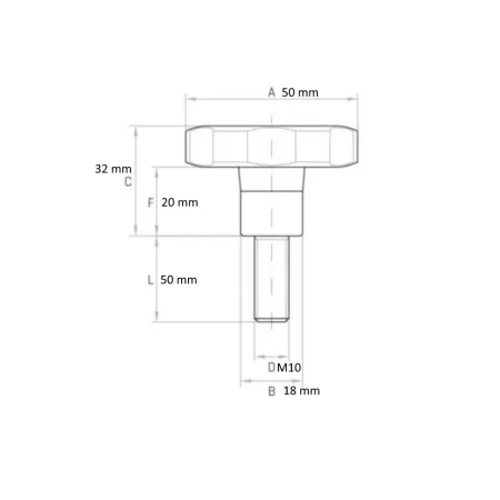 VOLANTINO MASCHIO GAMM A 6 LOBI M10X50 cod.6372275