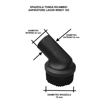 BOCCHETTA ASPIRAZIONE A PENNELLO TONDO D.40 mm  COD. 00080-01932 PER  LAVOR WINDY 165 PF/IF