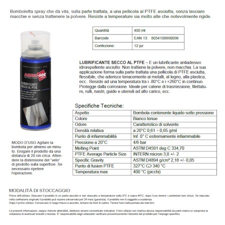 LUBRIFICANTE SPRAY SECCO AL PTFE 400 ML AMBRO-SOL (L051)