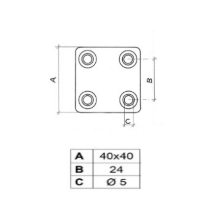 PIASTRINA QUADRATA CM. 4 X 4 IN FERRO ZINCATO