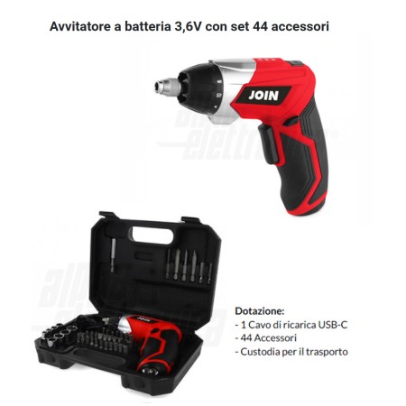 Avvitatore a Batteria 3,6V con Valigia 44 Accessori