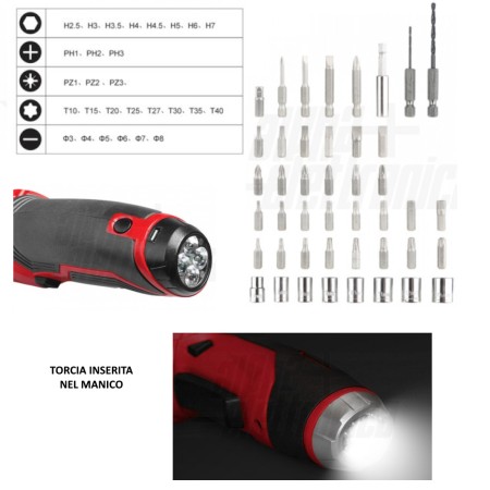 Avvitatore a Batteria 3,6V con Valigia 44 Accessori