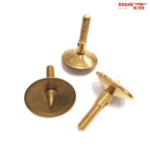 PIEDINO REGOLABILE CON PUNTA DIAM. 50 FILETTO 10 MA OTTONE LUCIDO