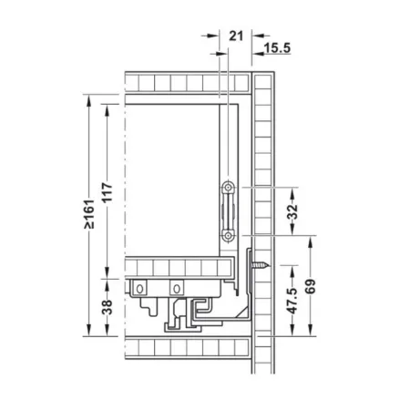 SPONDINE HAFELE MATRIX BOX SLIM A 128 mm ANTRACITE