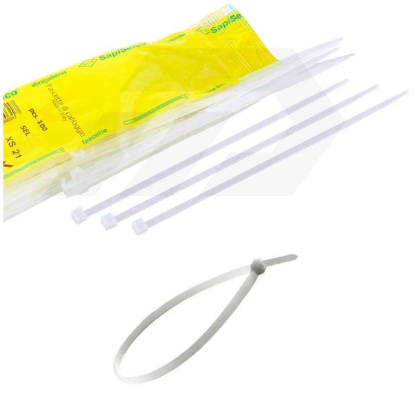 FASCETTE NYLON SAPISELCO SELFIT BIANCHE - CONFEZIONE DA 100 FASCETTE-
