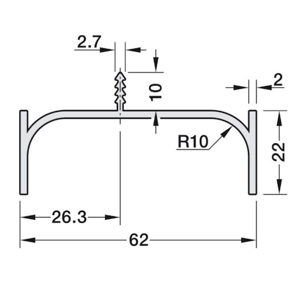 MANIGLIA A GOLA VERTICALE HAFELE Mt 2,5 NERA RAL9017