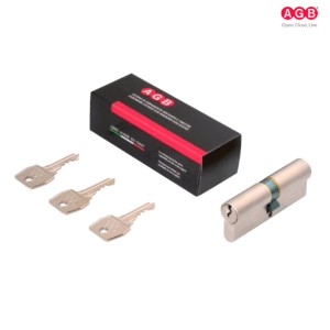 CILINDRO AGB MODELLO 600 IN OTTONE NICHELATO CON 3 CHIAVI