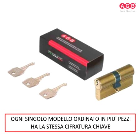 CILINDRO AGB MODELLO 600 IN OTTONE LUCIDO CON STESSA CIFRATURA CHIAVE