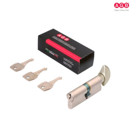 CILINDRO AGB 600 CON POMOLO MM. 60 ( 25-10-25P ) OTTONE NICHELATO SATINATO
