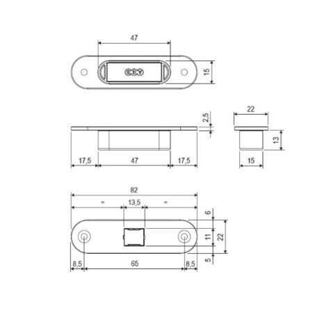 Incontro Magnetico per Serratura AGB Touch Grigio RAL 7036