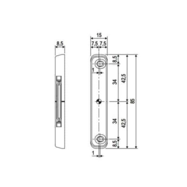INCONTRO MAGNETICO PER PORTA VA E VIENI MM. 17 X 84 X 9