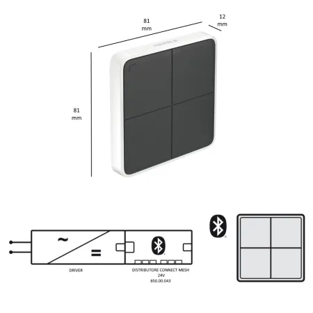Pulsantiera Häfele Connect Mesh 4 Tasti Bluetooth