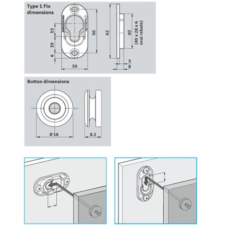 GIUNZIONE BUTTON-FIX TYPE1 in METALLO con riscontro