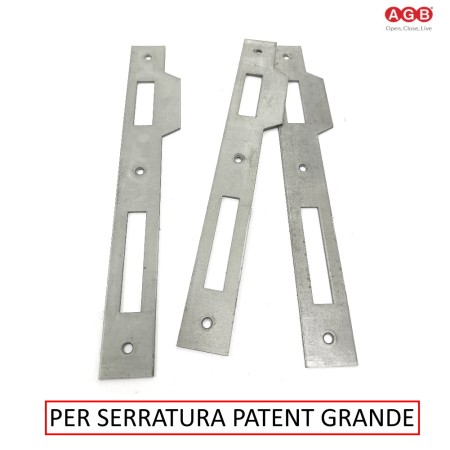 INCONTRO PER SERRATURA AGB PATENT GRANDE CON ALETTA SAGOMATA BORDI QUADRI IN FERRO