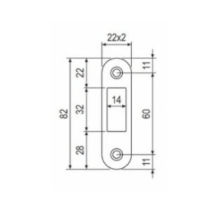 INCONTRO PER SERRATURA A GANCIO AGB MOD. 701 MM. 22 X 82 CROMATO OPACO