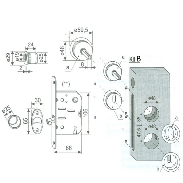 KIT SCIVOLA B LIBERO/OCCUPATO + CHIAVE CON ROSETTE TONDE