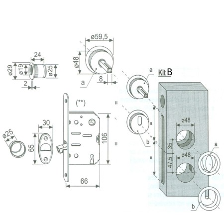 KIT SCIVOLA B LIBERO/OCCUPATO + CHIAVE CON ROSETTE TONDE