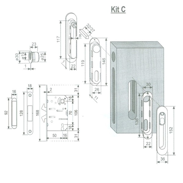 KIT SCIVOLA C LIBERO/OCCUPATO CON VASCHETTE OVALI