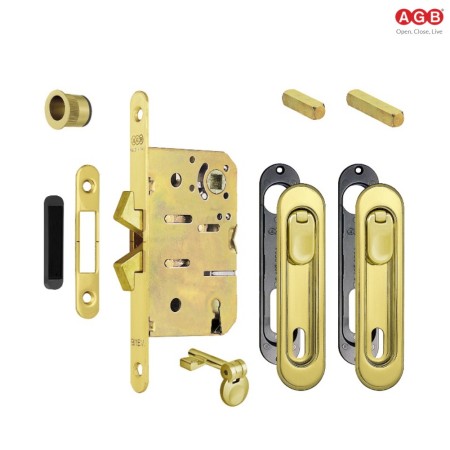 KIT SCIVOLA D LIBERO/OCCUPATO + CHIAVE CON VASCHETTE OVALI OTTONE LUCIDO