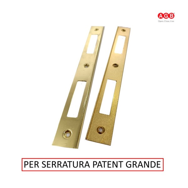 INCONTRO PER SERRATURA AGB PATENT GRANDE A "L" BORDI QUADRI OTTONATO