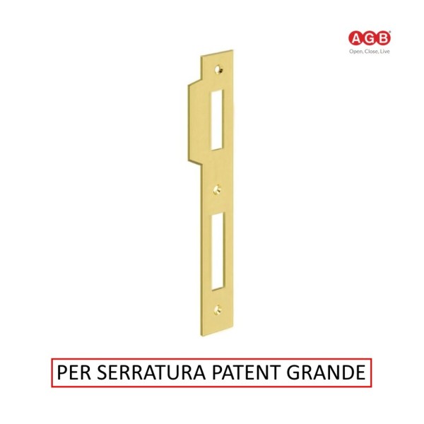 INCONTRO PER SERRATURA AGB PATENT GRANDE CON ALETTA SAGOMATA BORDI QUADRI OTTONATO