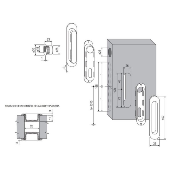 Kit Scivola AGB Mod. F per Porta Scorrevole 2 Maniglie