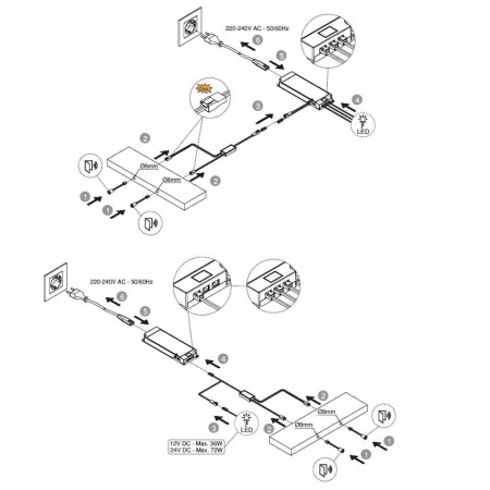 Kit Sensore LED Emuca Smart Prossimità Doppio per 2 Porte Armadio